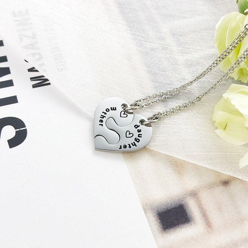 Mother Daughter Heart Necklace Set-Best Friend Necklace-Auswara