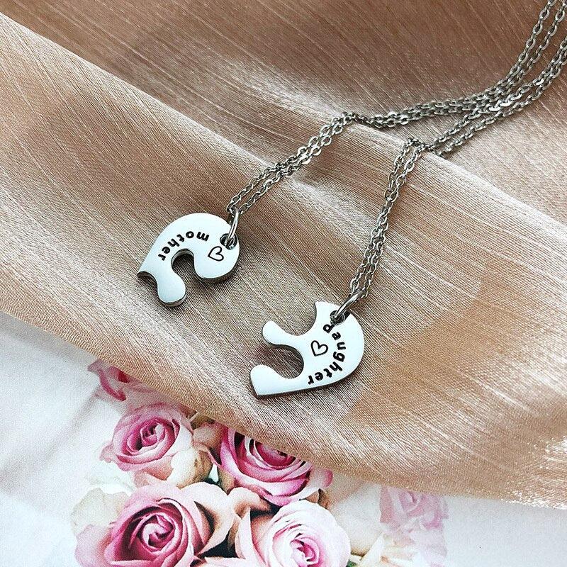 Mother Daughter Heart Necklace Set-Best Friend Necklace-Auswara