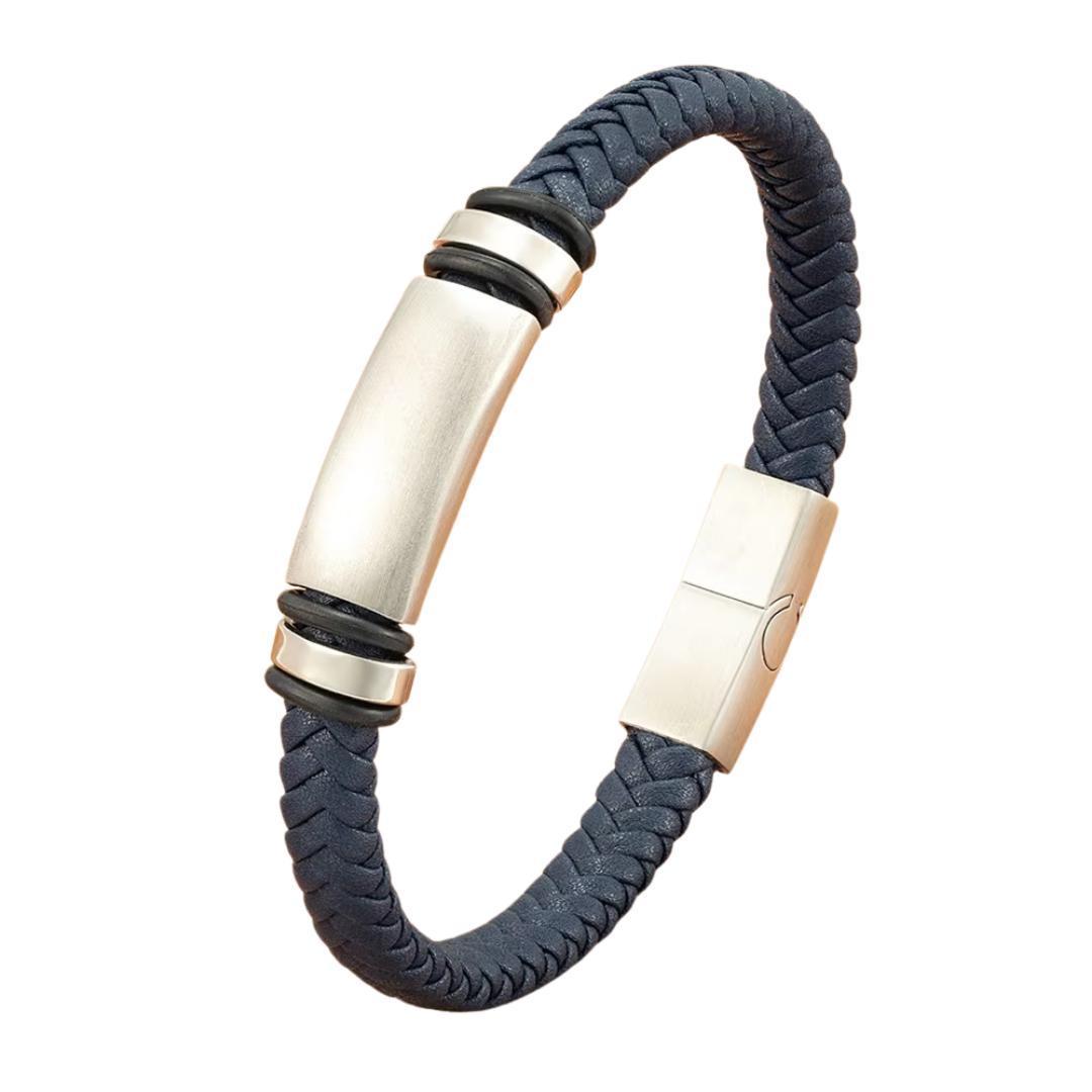Navy Belle Personalised Women Leather Bracelet-Personalised Bracelet-Auswara