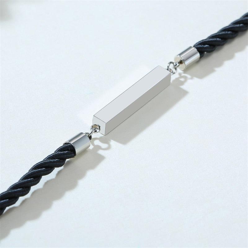 Personalised 4 Sided Bar Rope Bracelet-Personalised Bracelet-Auswara