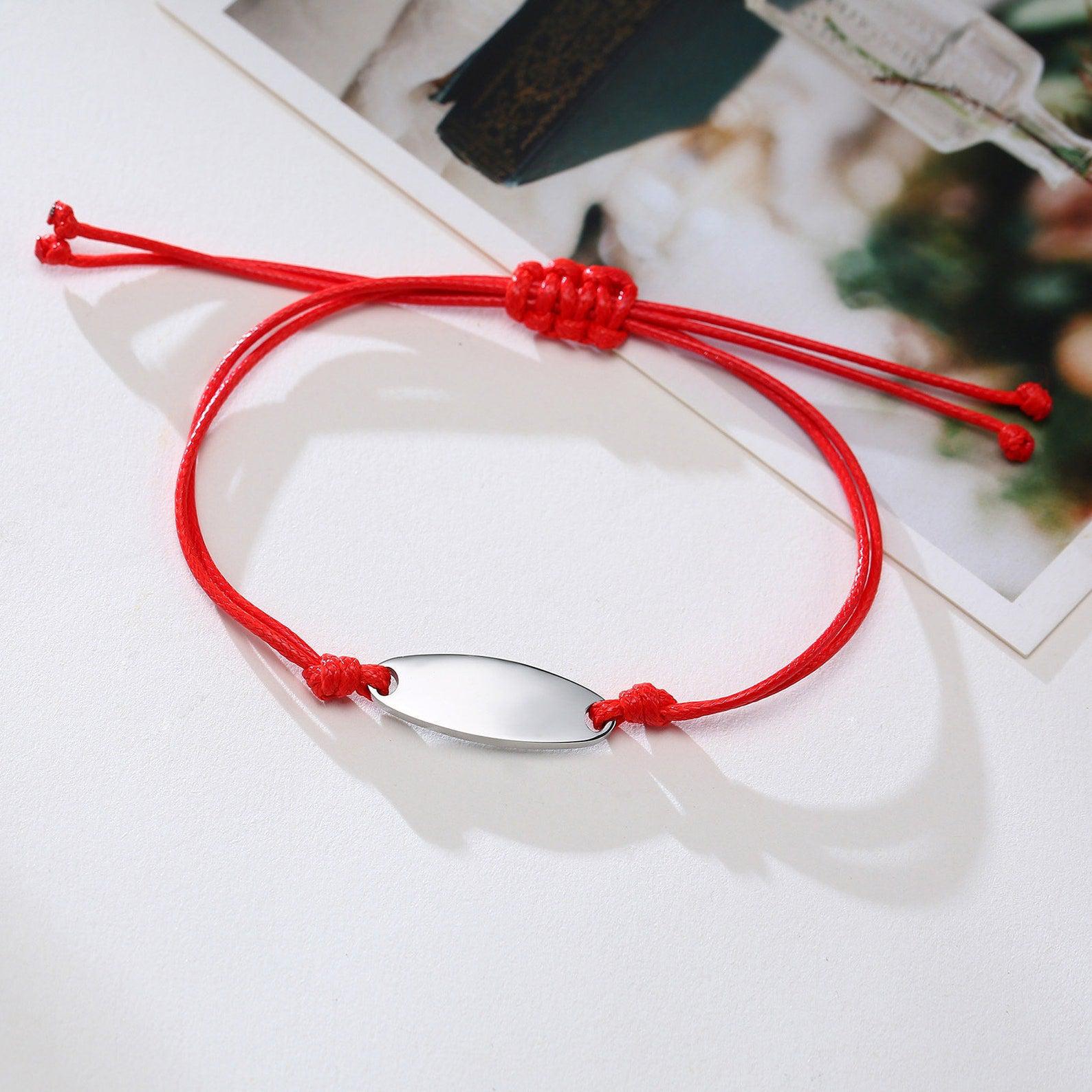 Personalised Adjustable Red Rope Bracelet-Personalised Bracelet-Auswara