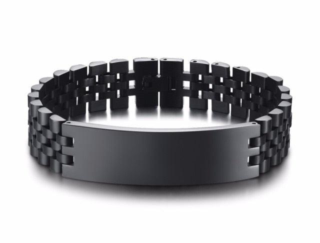 Personalised Black Colour Link Bracelet-Personalised Bracelet-Auswara