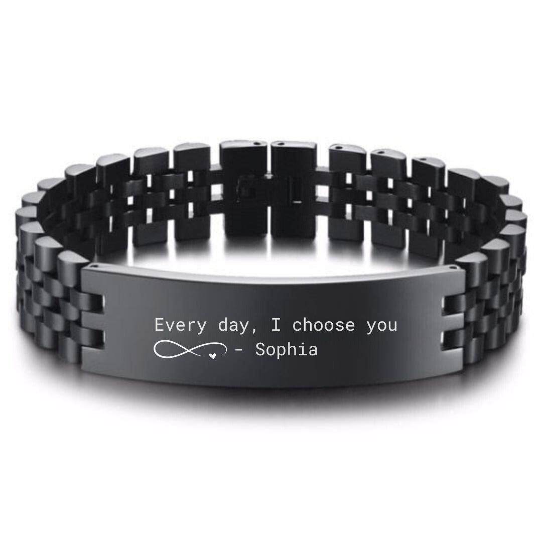 Personalised Black Colour Link Bracelet (OLD TEMPLATE)-Personalised Bracelet-Auswara