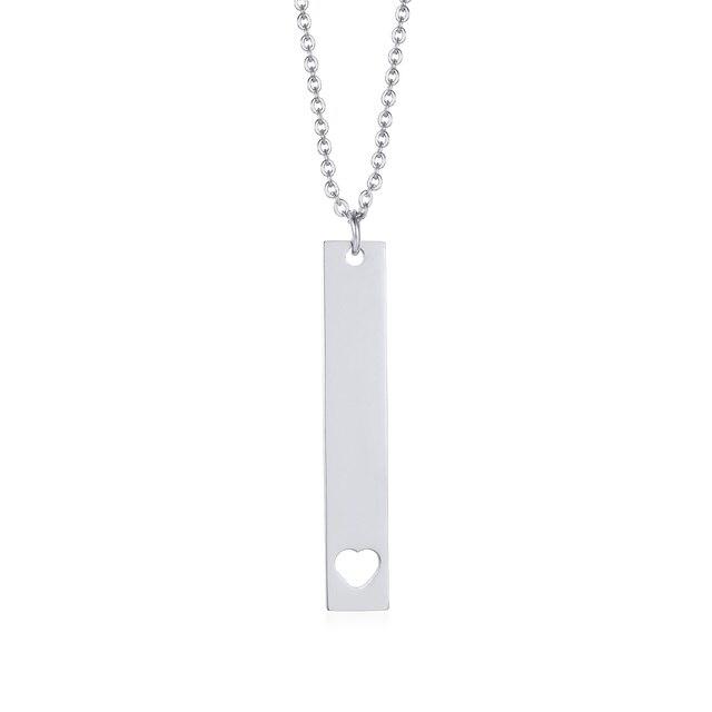 Personalised Heart Bar Necklace-Personalised Necklace-Auswara