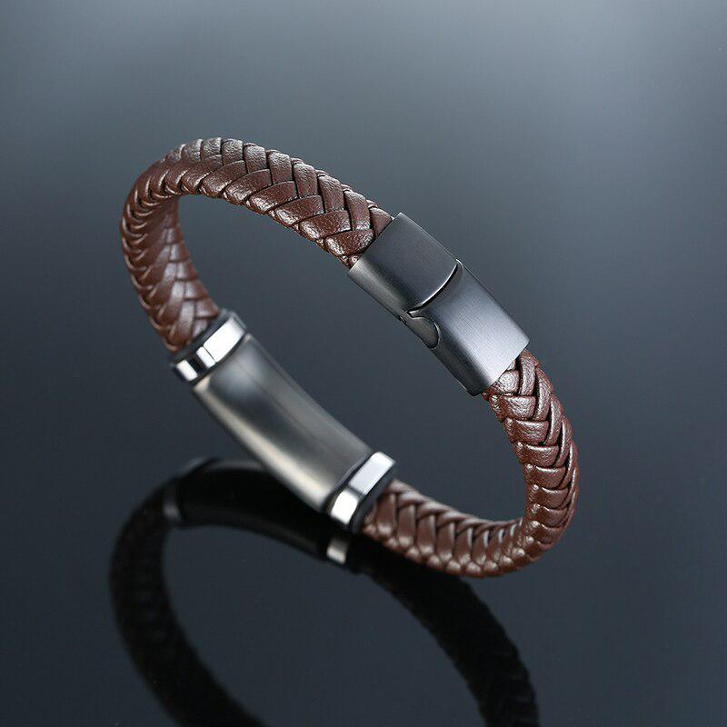 Personalised Leather Bracelet with Black Bar (OLD TEMPLATE)-Personalised Bracelet-Auswara