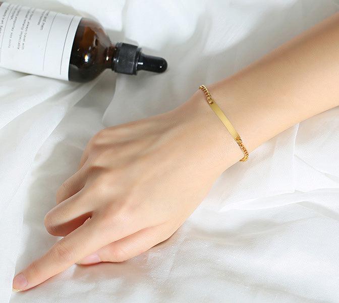 Personalised Matching Gold Colour Couples Bracelet with Link Chain (Copy)-Couple Bracelet-Auswara