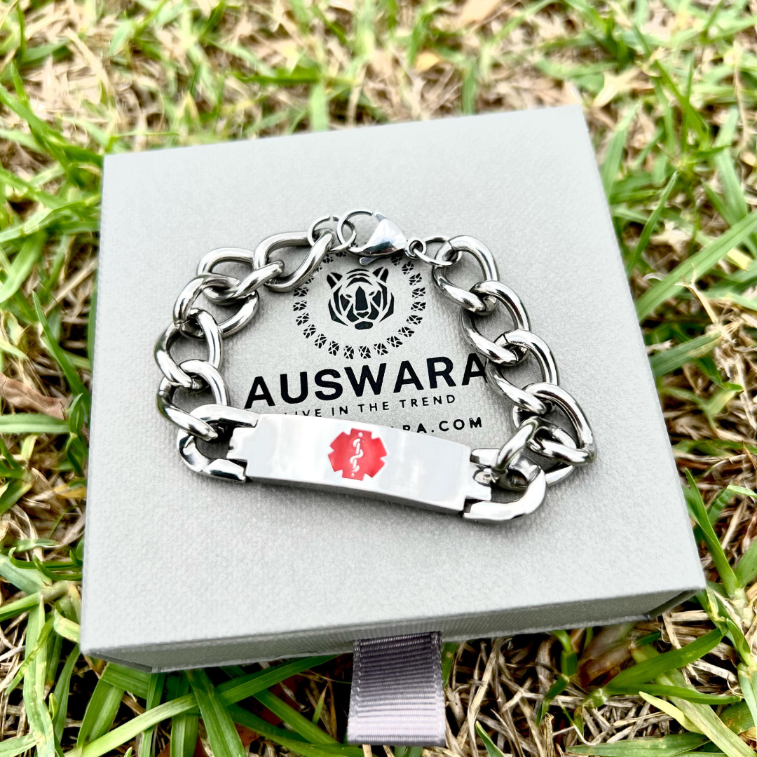 Personalised Medical Alert ID Chain Bracelet