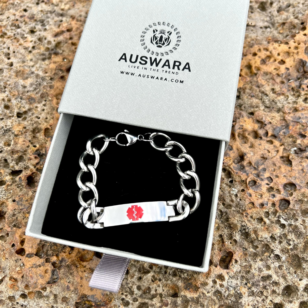 Personalised Medical Alert ID Chain Bracelet