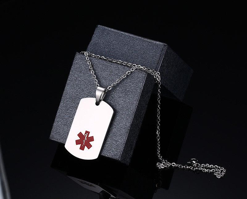 Personalised Medical Steel ID Dog Tag – Silver Colour-Medical Necklace-Auswara