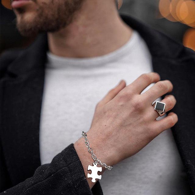 Personalised Puzzle Tag Couple Bracelets-Couple Bracelet-Auswara