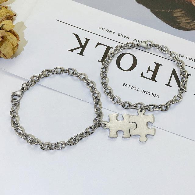 Personalised Puzzle Tag Couple Bracelets-Couple Bracelet-Auswara