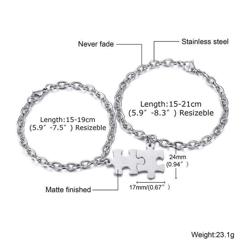 Personalised Puzzle Tag Couple Bracelets-Couple Bracelet-Auswara