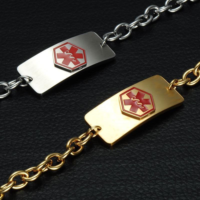 Personalised Stainless Steel Medical Alert Chain Bracelet-Medical ID Bracelet-Auswara