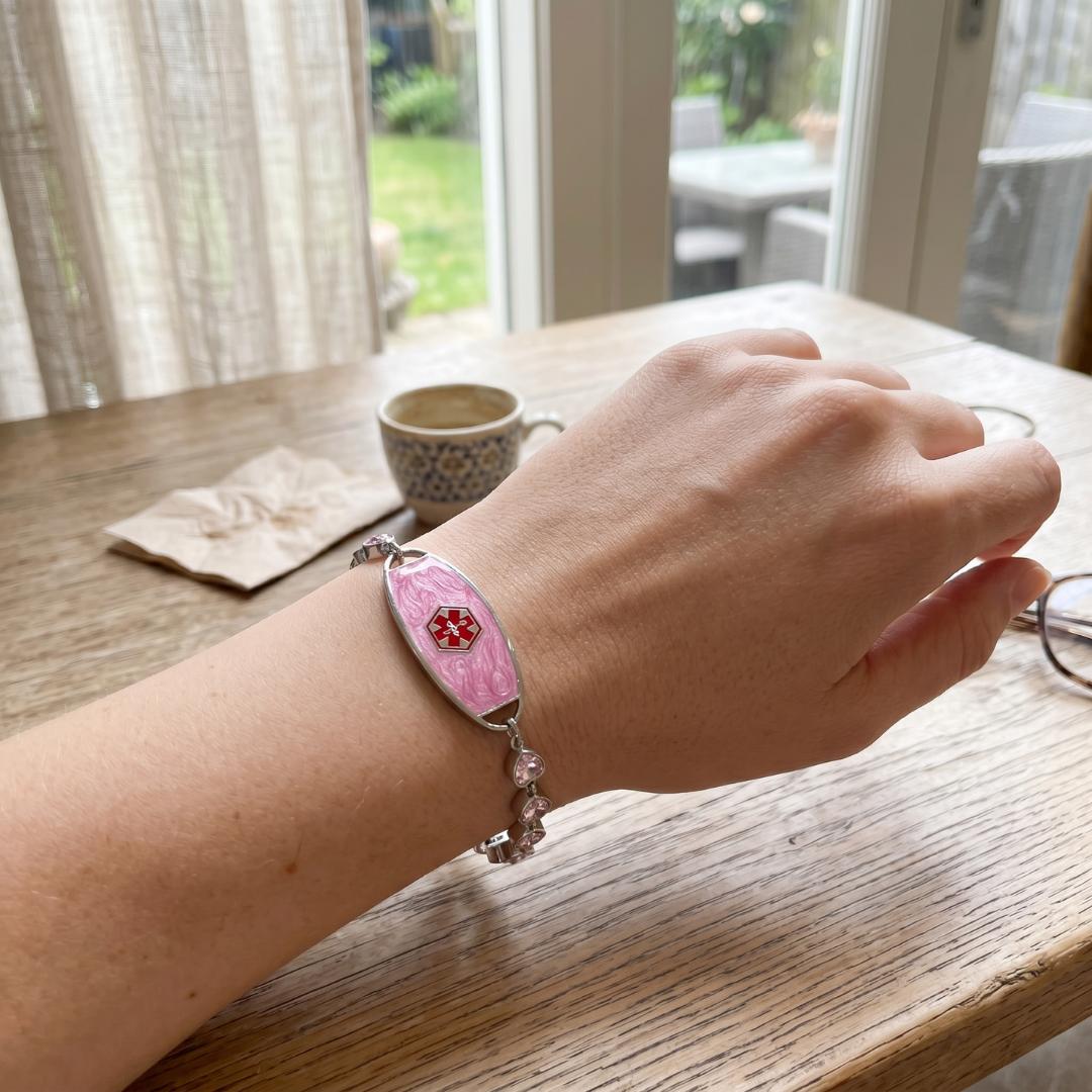 Pink Aura Personalised Alert Bracelet-Medical ID Bracelet-Auswara