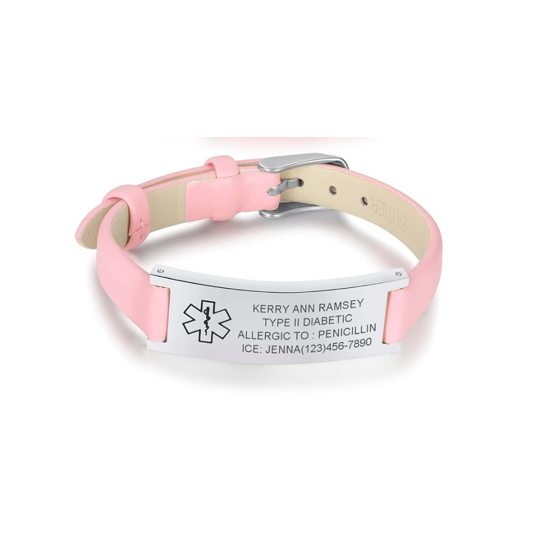 Pink LifeStripe Leather with Silver Plate