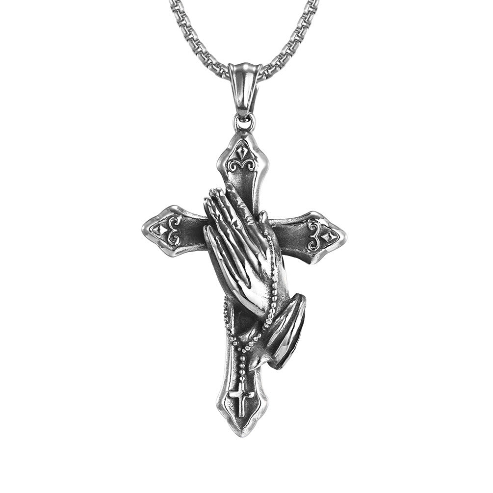 Prayer Cross Pendant Necklace-Cross Necklace-Auswara