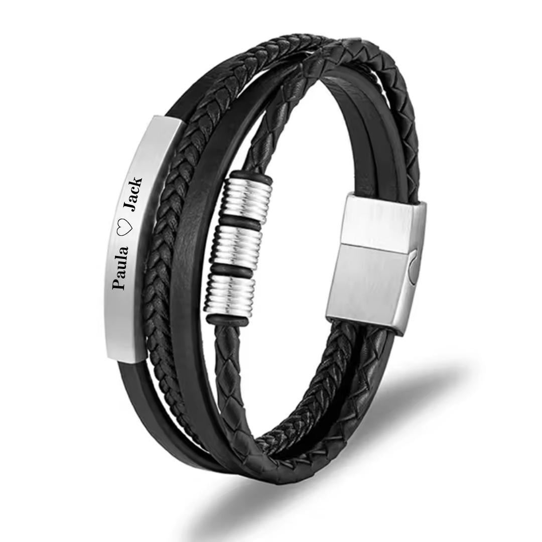 QuadraMark Custom Engraved Leather Bracelet-Personalised Bracelet-Auswara