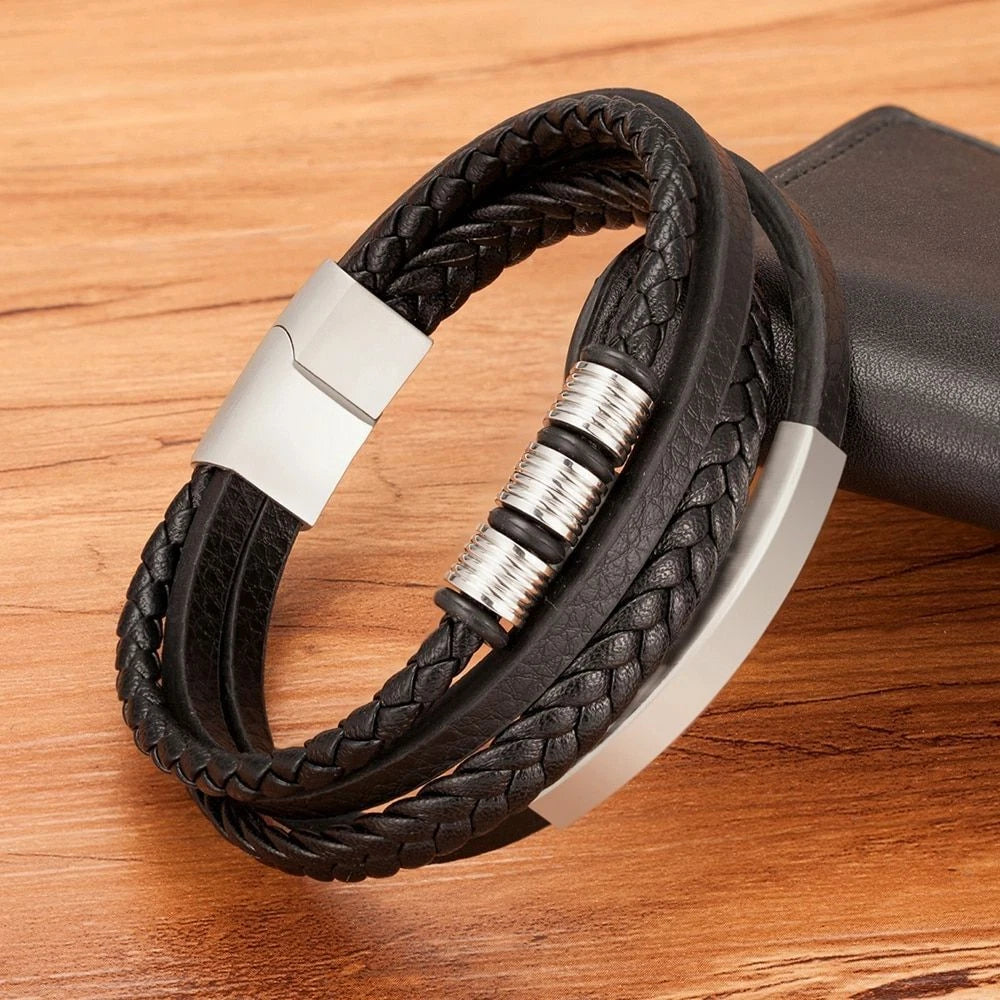 QuadraMark Custom Engraved Leather Bracelet