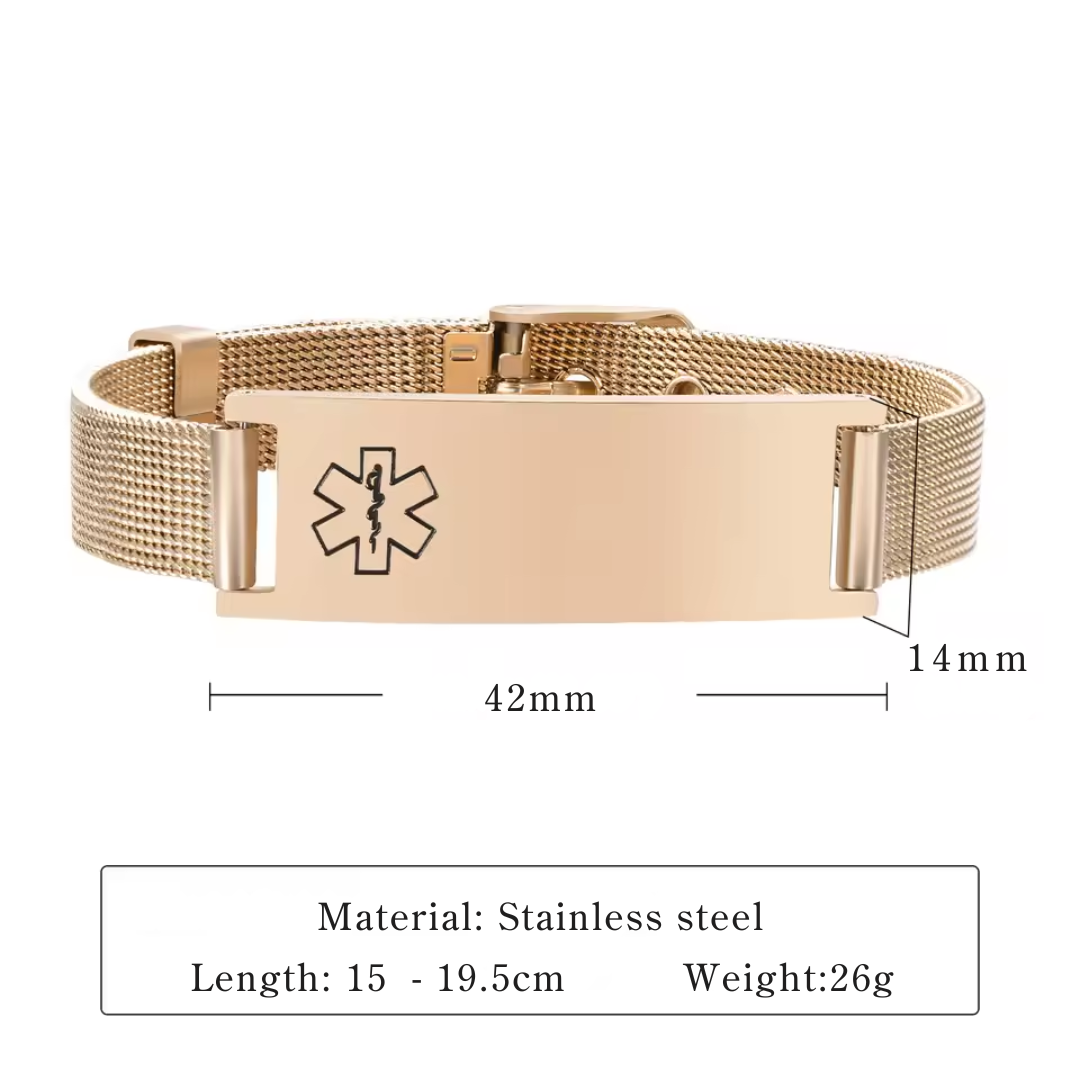 RoseGuard Mesh Medical ID Bracelet - Blush Elegance