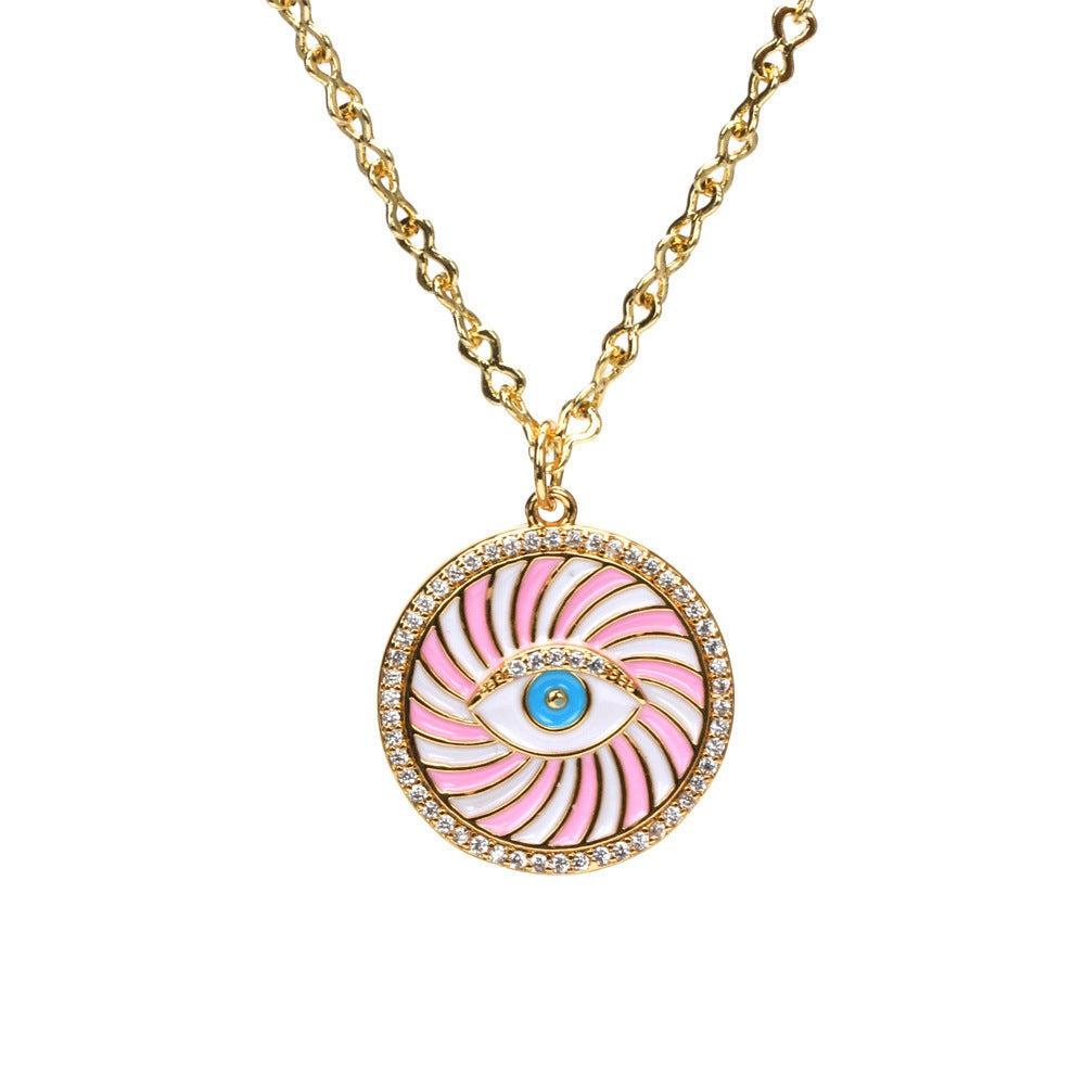 Round Evil Eye Necklace-Evil Eye Necklace-Auswara
