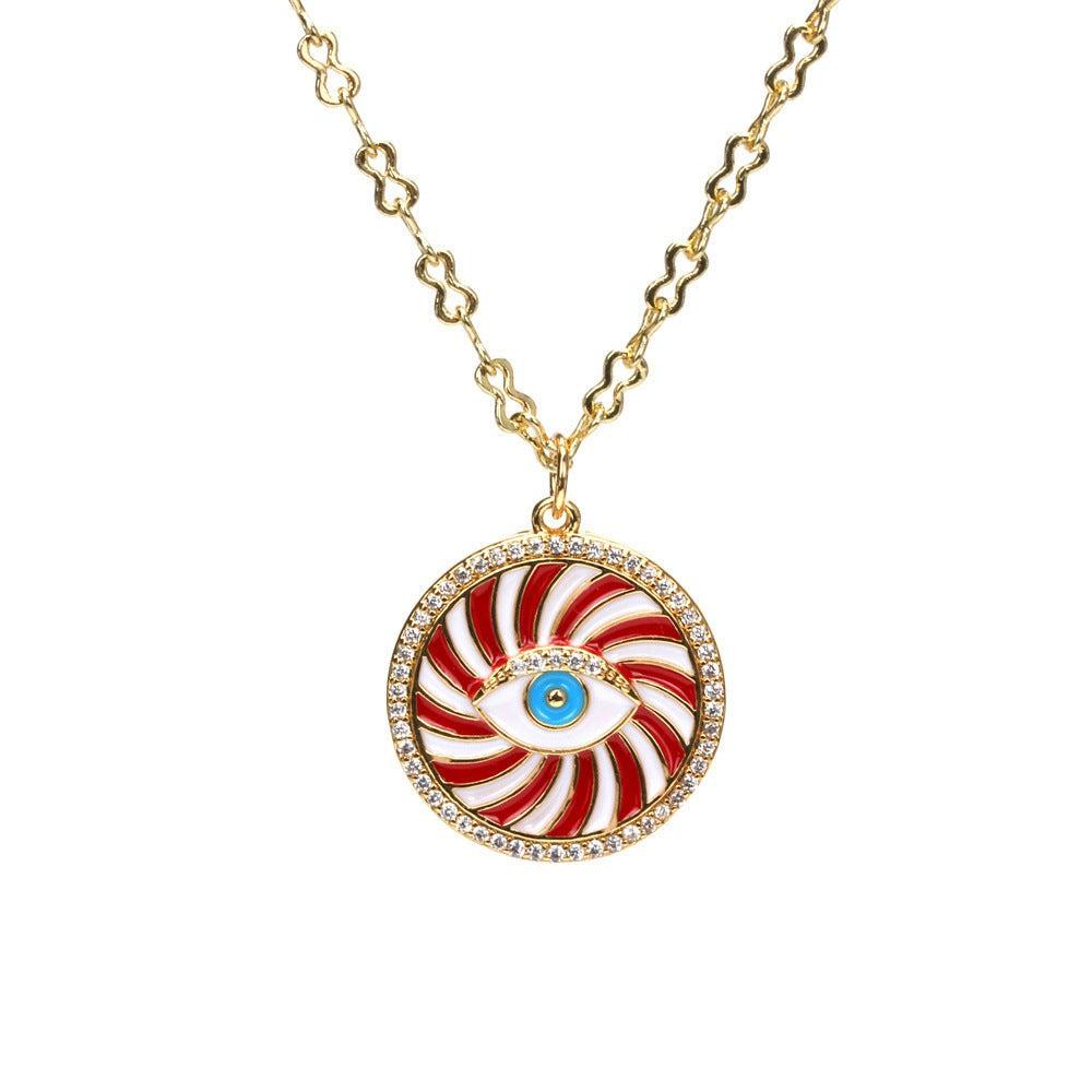 Round Evil Eye Necklace-Evil Eye Necklace-Auswara