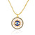 Round Evil Eye Pendant Necklace with Cubic Zirconia-Evil Eye Necklace-Auswara