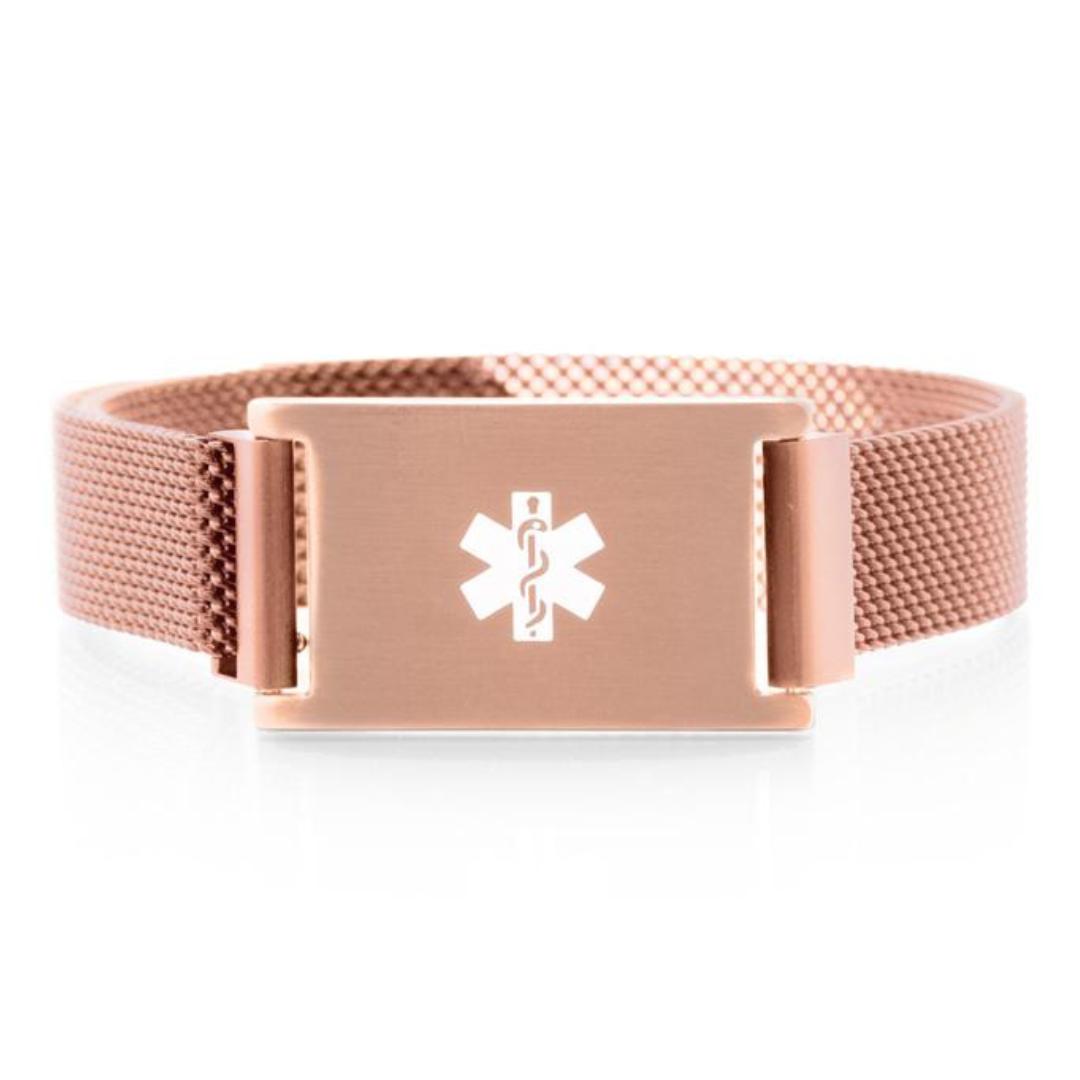 Roxie Medical Alert Bracelet with Magnetic Closure – Rose Gold-Medical ID Bracelet-Auswara