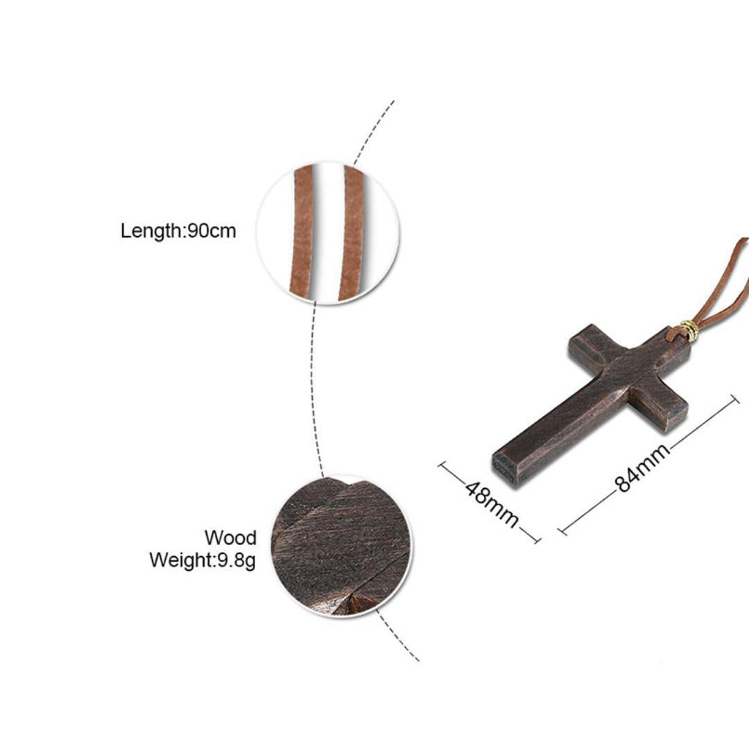 Rustic Faith Wooden Cross Necklace-Cross Necklace-Auswara