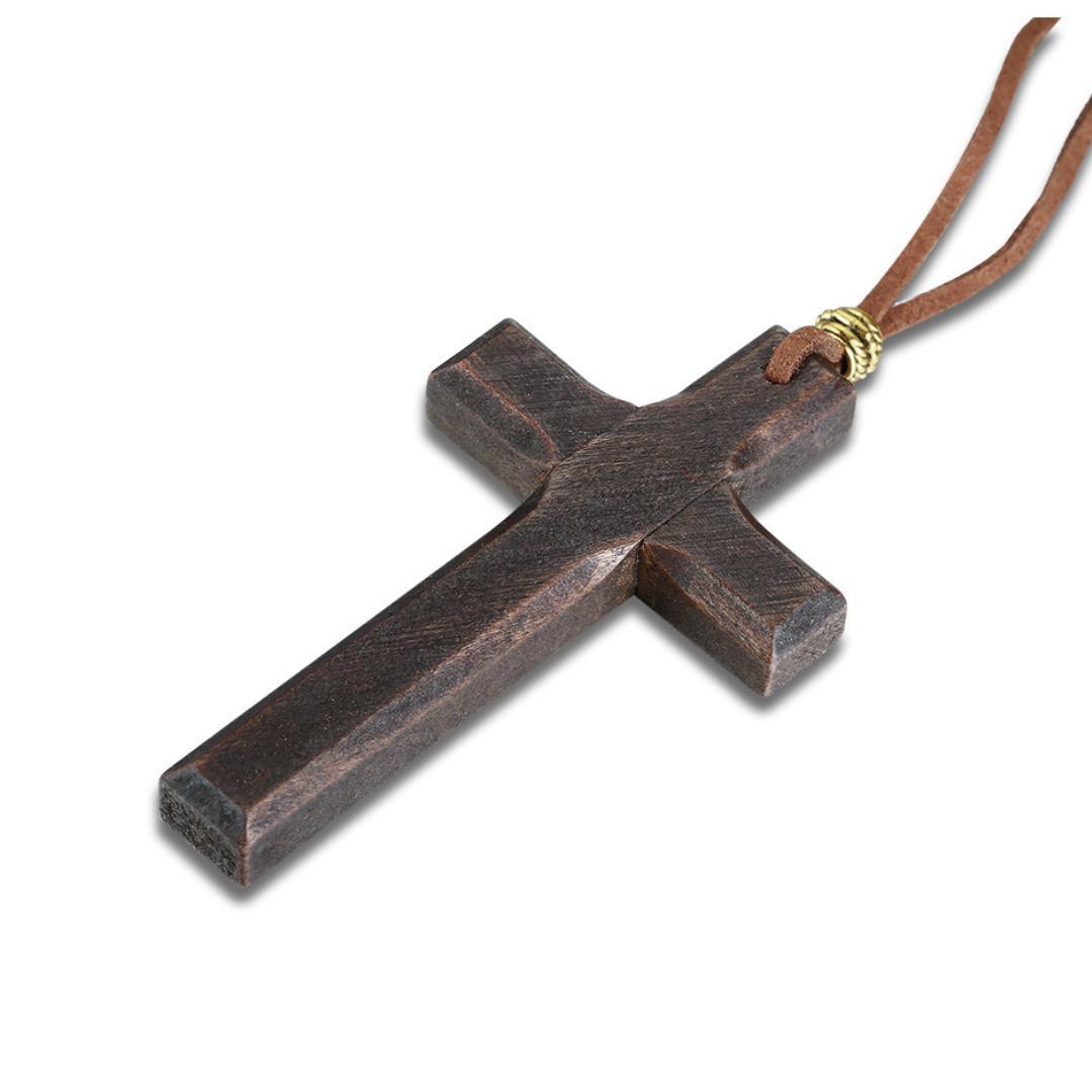 Rustic Faith Wooden Cross Necklace-Cross Necklace-Auswara