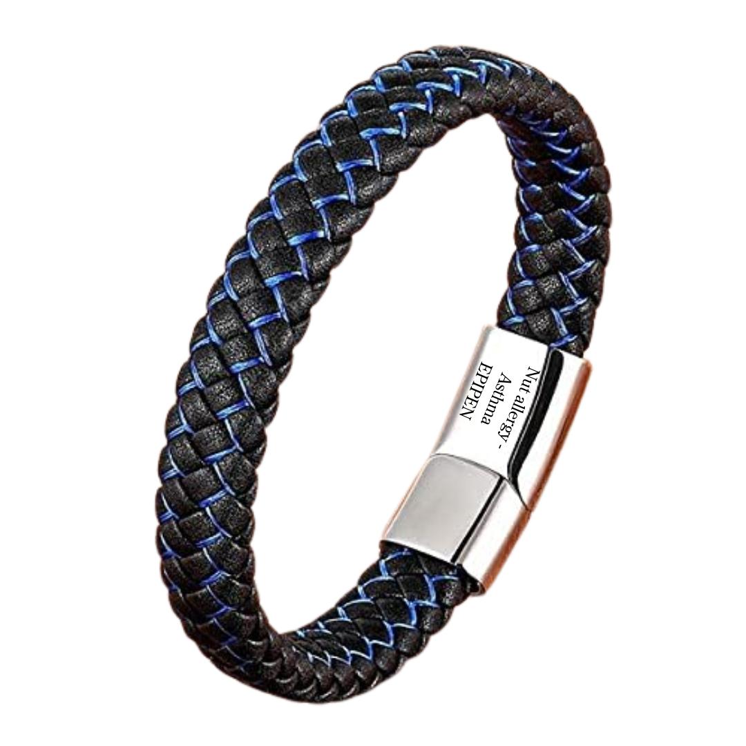 SafeChic Braided Leather Medical ID Bracelet-Medical ID Bracelet-Auswara