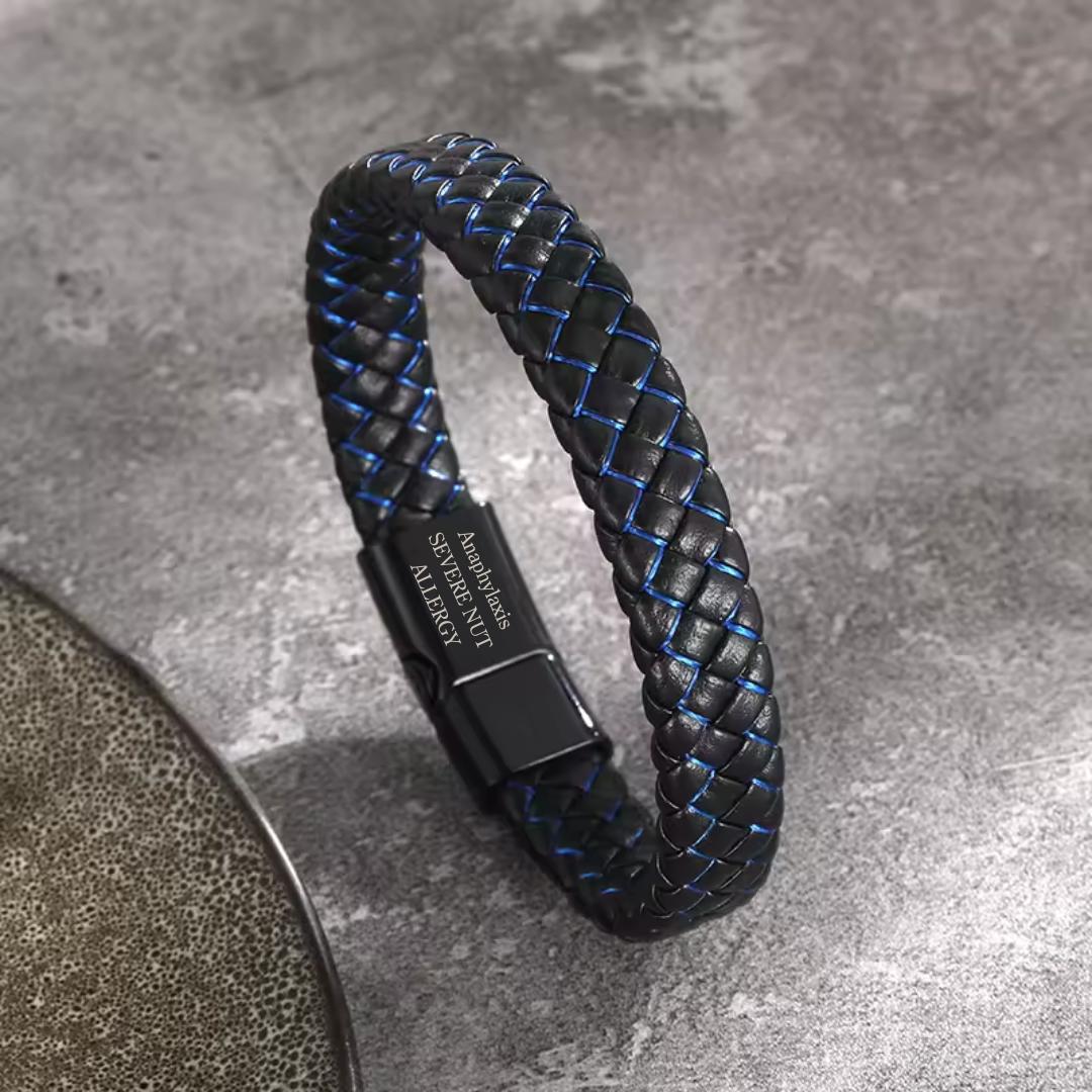 SafeChic Braided Leather Medical ID Bracelet-Medical ID Bracelet-Auswara