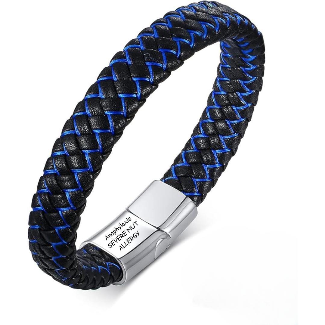 SafeChic Braided Leather Medical ID Bracelet-Medical ID Bracelet-Auswara