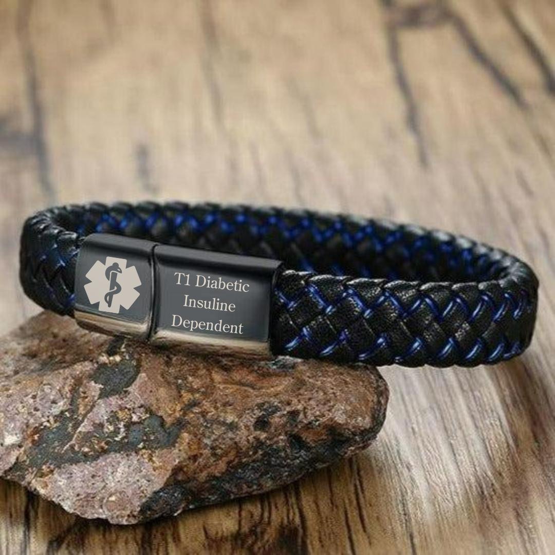 SafeChic Braided Leather Medical ID Bracelet-Medical ID Bracelet-Auswara