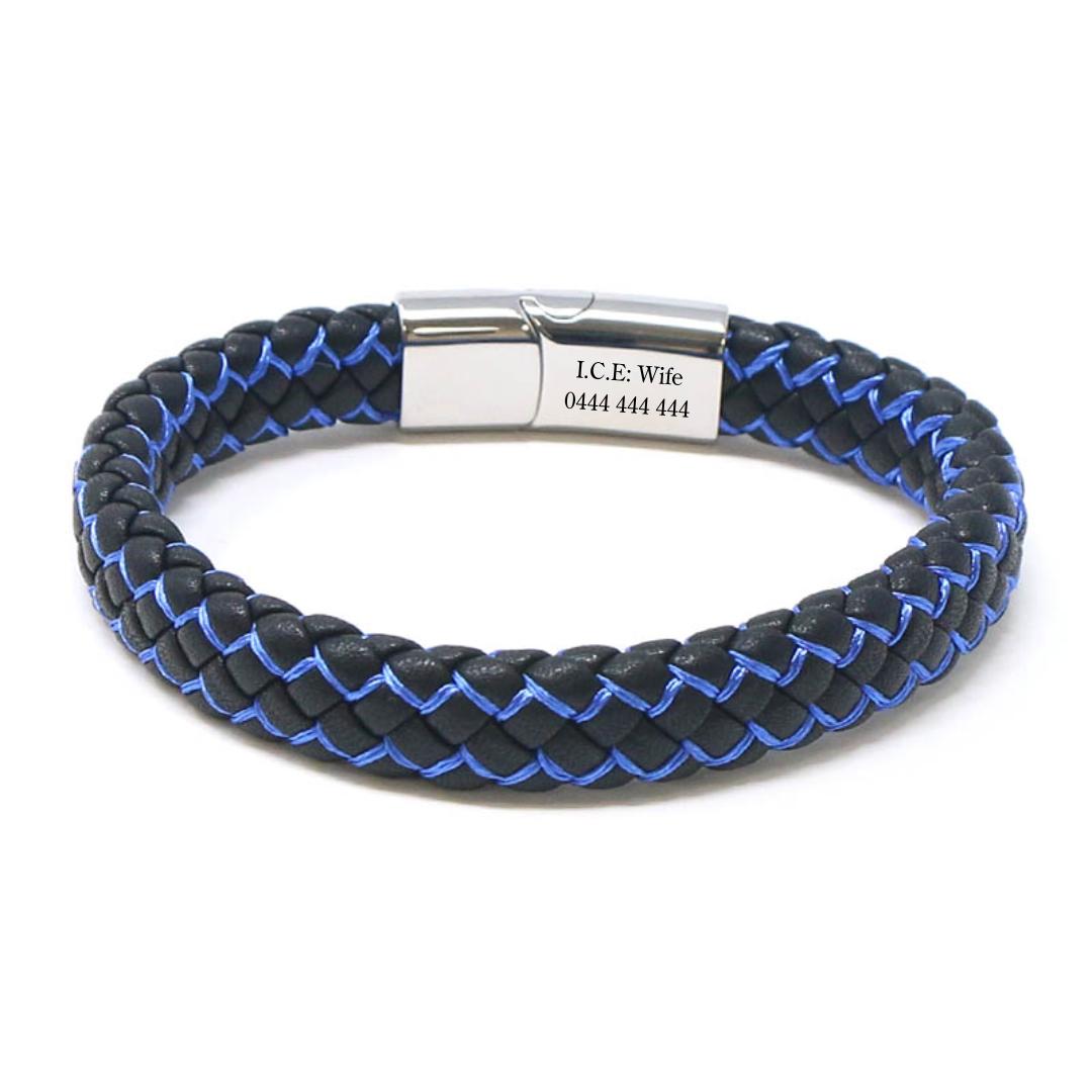 SafeChic Braided Leather Medical ID Bracelet-Medical ID Bracelet-Auswara