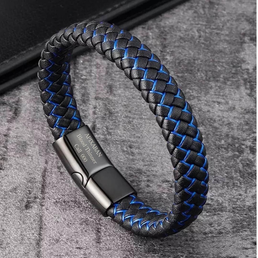 SafeChic Braided Leather Medical ID Bracelet-Medical ID Bracelet-Auswara
