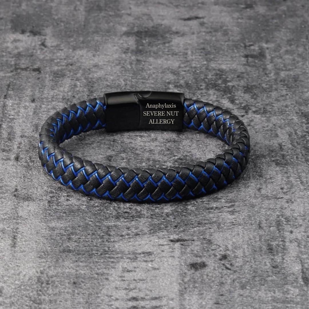 SafeChic Braided Leather Medical ID Bracelet-Medical ID Bracelet-Auswara