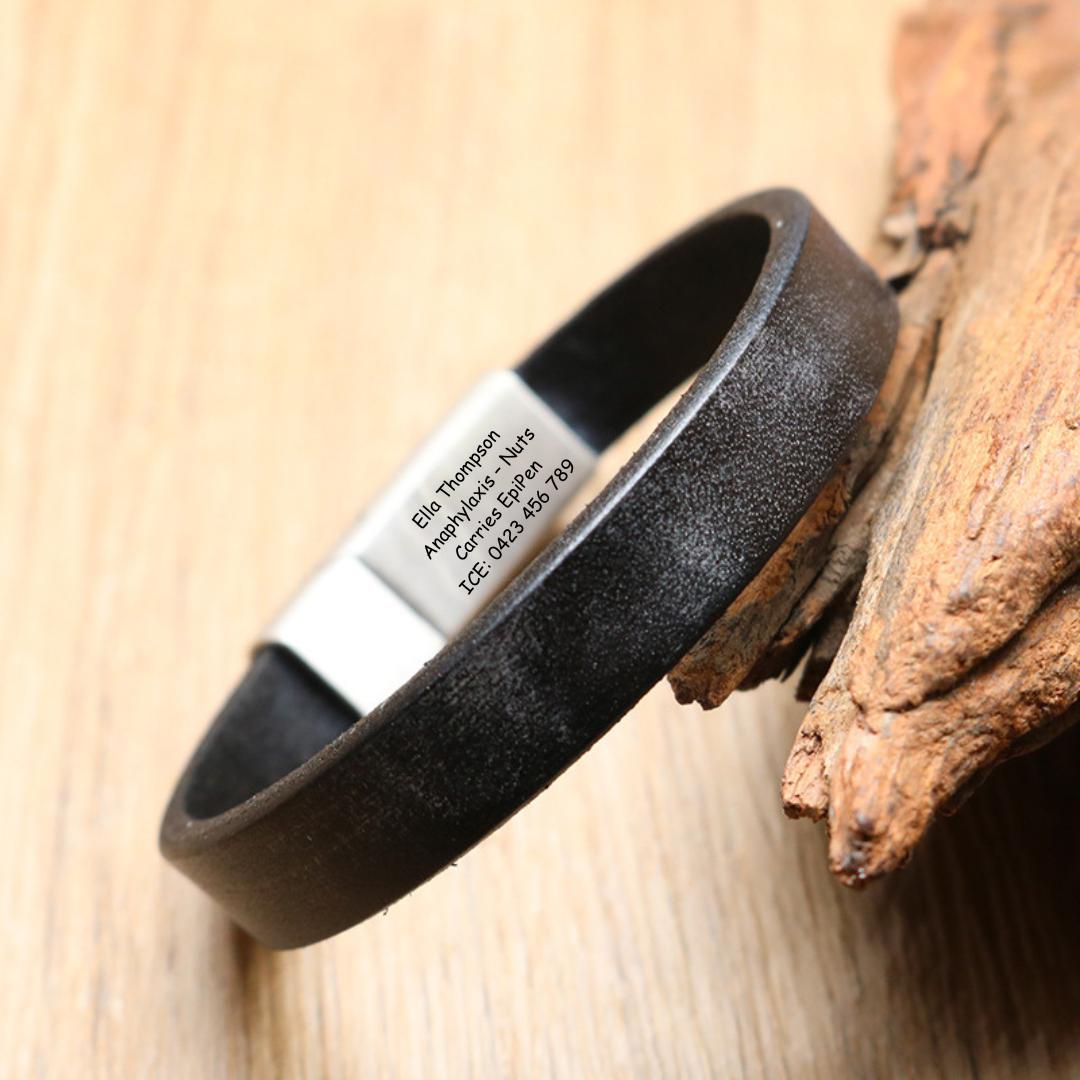 Sentinel Leather Medical ID Bracelet-Medical ID Bracelet-Auswara