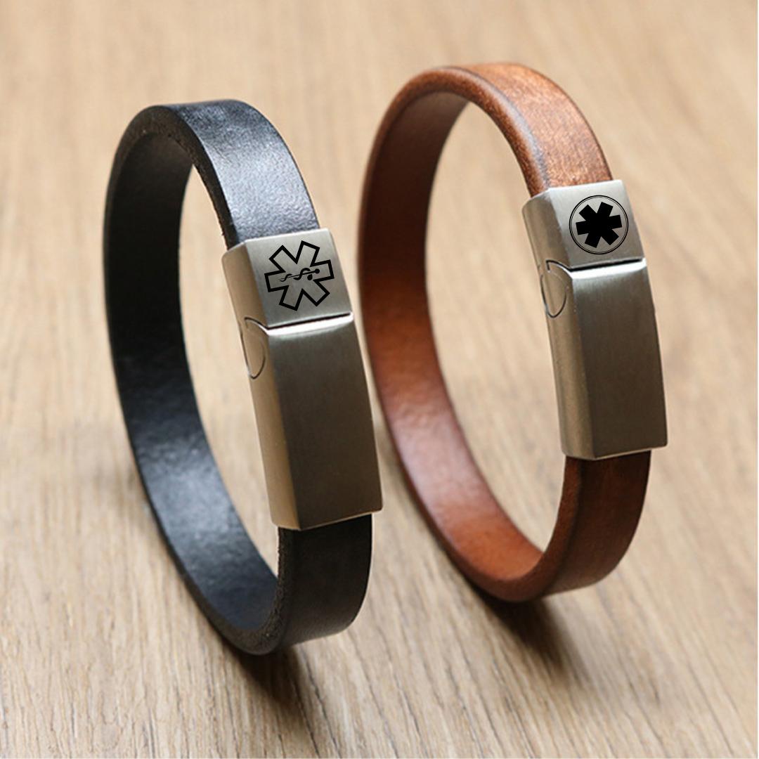 Sentinel Leather Medical ID Bracelet-Medical ID Bracelet-Auswara
