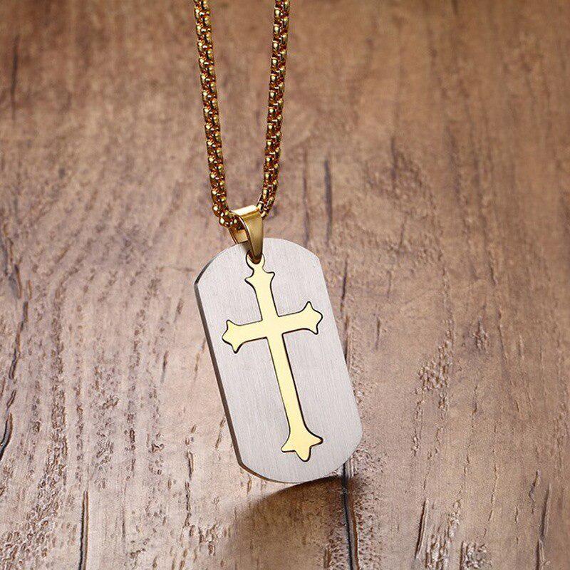 Silver & Gold Cross Necklace-Cross Necklace-Auswara