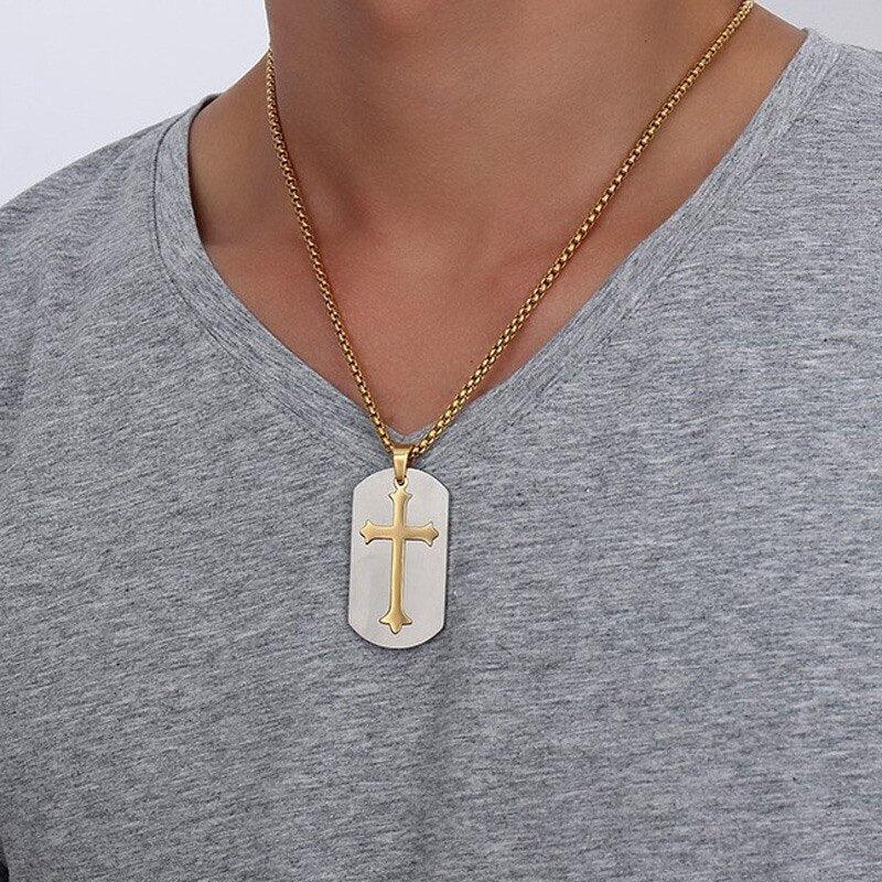 Silver & Gold Cross Necklace-Cross Necklace-Auswara