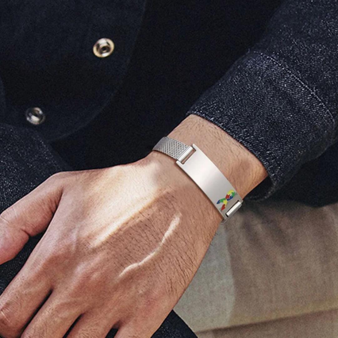 Silver Mesh Autism Medical ID Bracelet-Medical ID Bracelet-Auswara