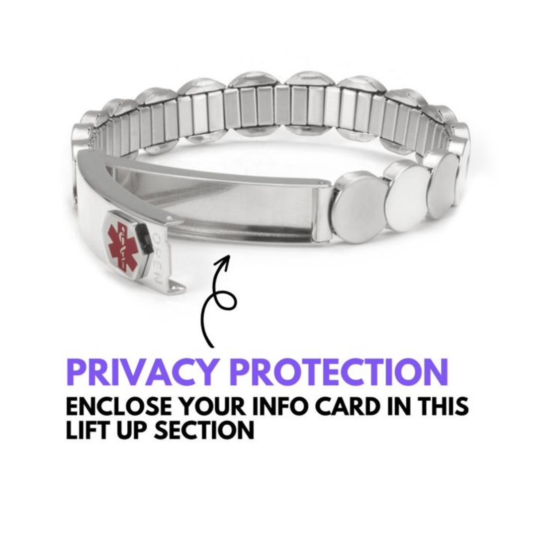 Silver Round Vault Medical ID Bracelet-Medical ID Bracelet-Auswara