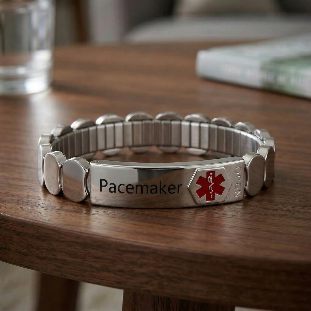 Silver Round Vault Medical ID Bracelet-Medical ID Bracelet-Auswara