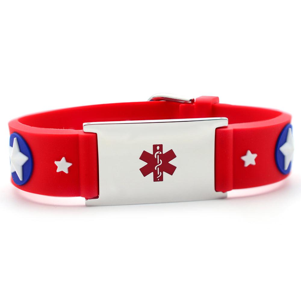 Stars Medical Alert Kids Bracelet-Kids Medical Alert Bracelet-Auswara