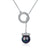 Sterling Silver Black Pearl with CZ Circular Pendant Necklace-Women Necklace-Auswara