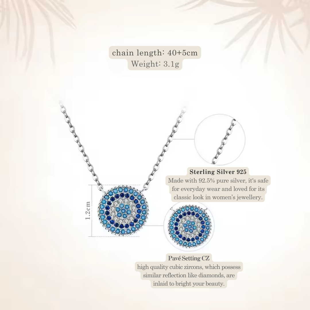 Sterling Silver Evil Eye Pendant Necklace – Dainty Protection Charm