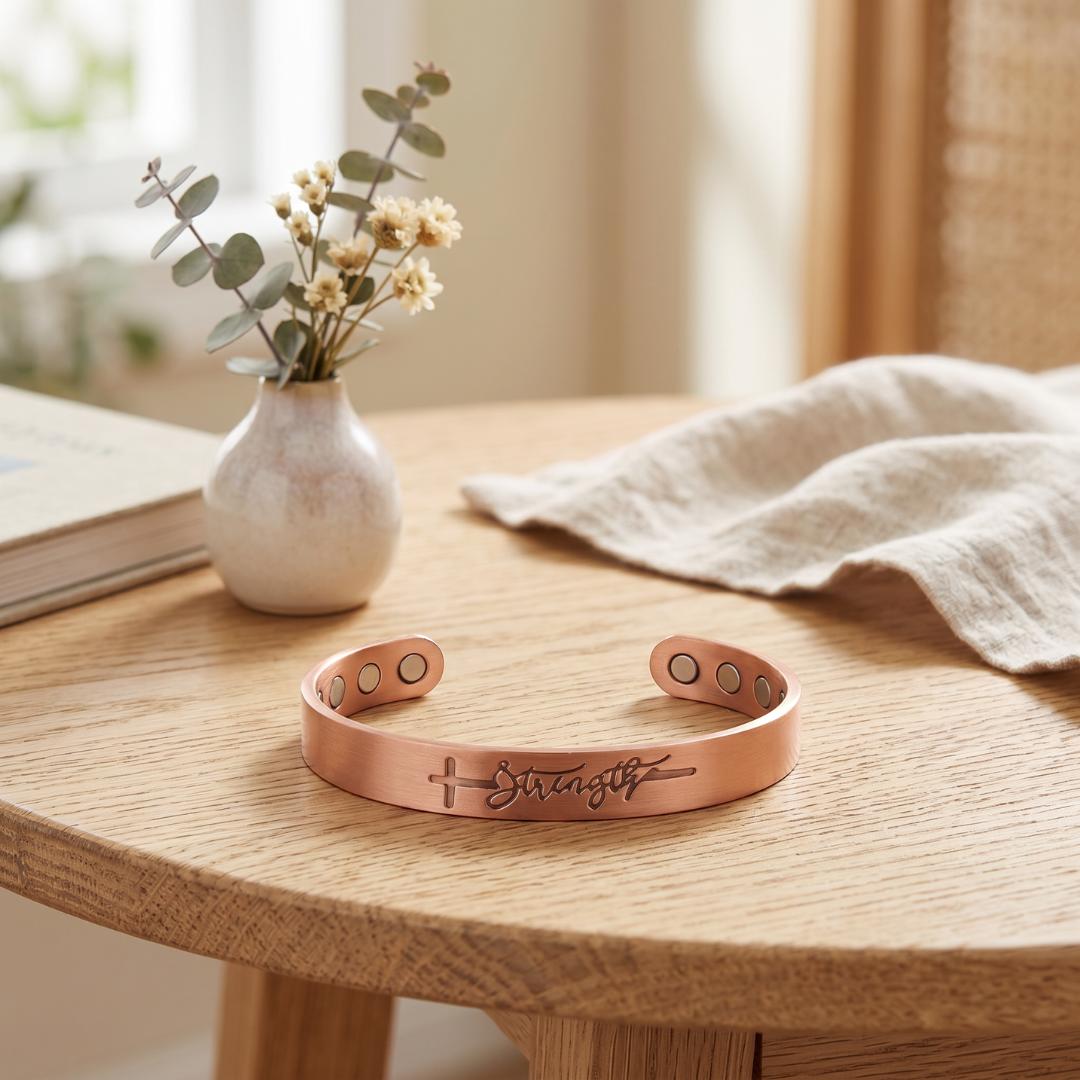 Strength Copper Cuff – Light-Revealed Edition for Her-Cross Bracelet-Auswara