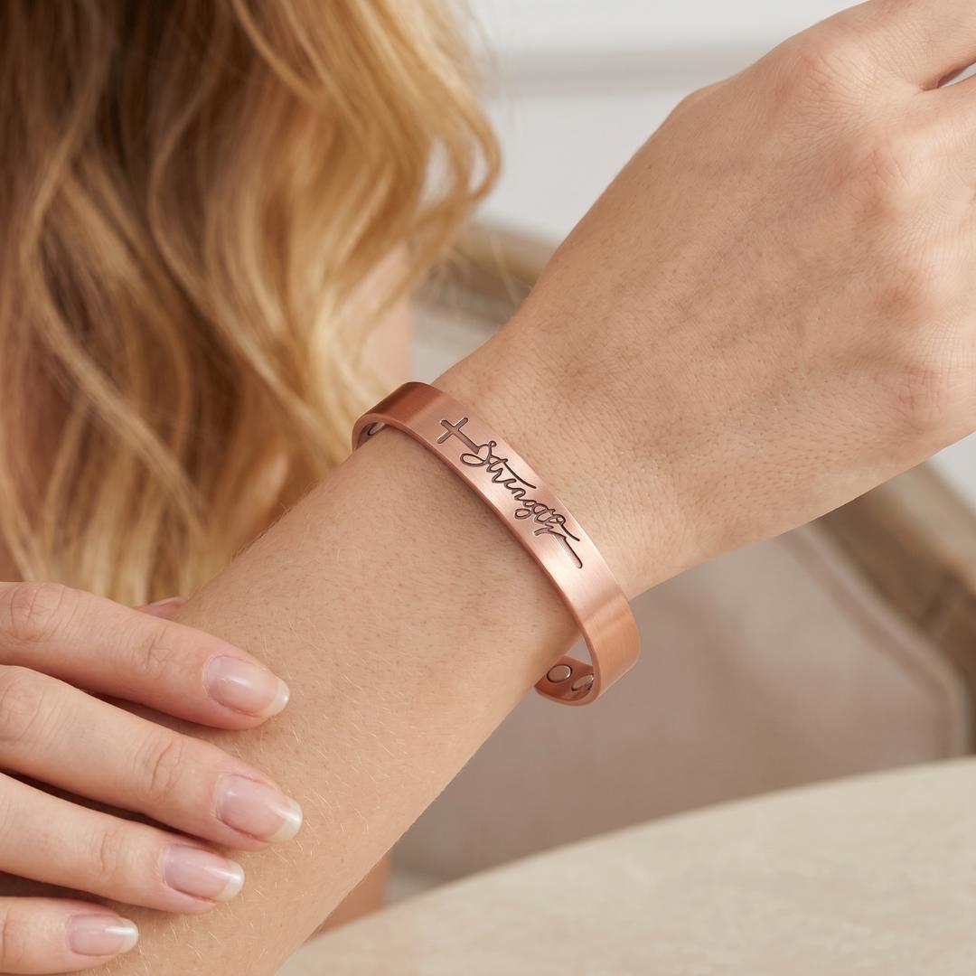 Strength Copper Cuff – Light-Revealed Edition for Her-Cross Bracelet-Auswara