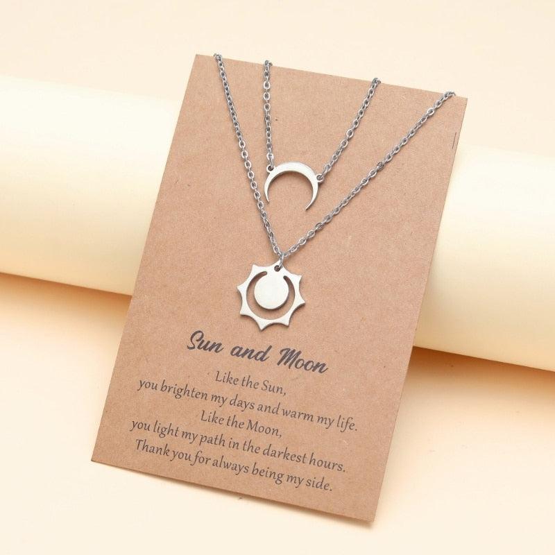 Sun & Moon Necklace Set for Couples-Couples Necklace-Auswara
