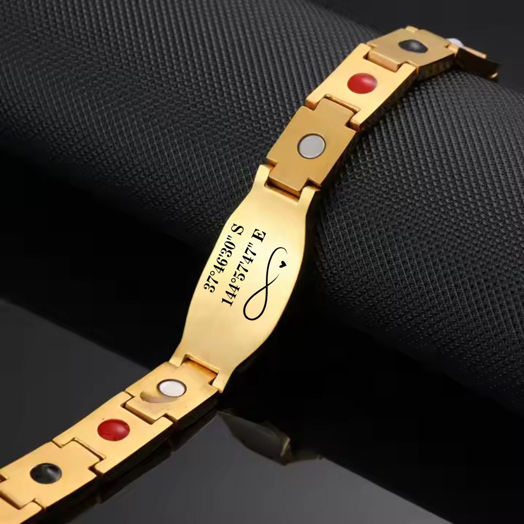 TitanEdge Carbon Armour Cross Bracelet - Gold & Black-Personalised Bracelet-Auswara